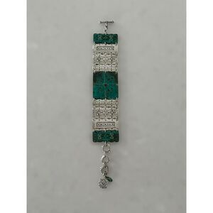 Silpada SS+Patina Brass "Artifact" Panel Toggle Bracelet B2832